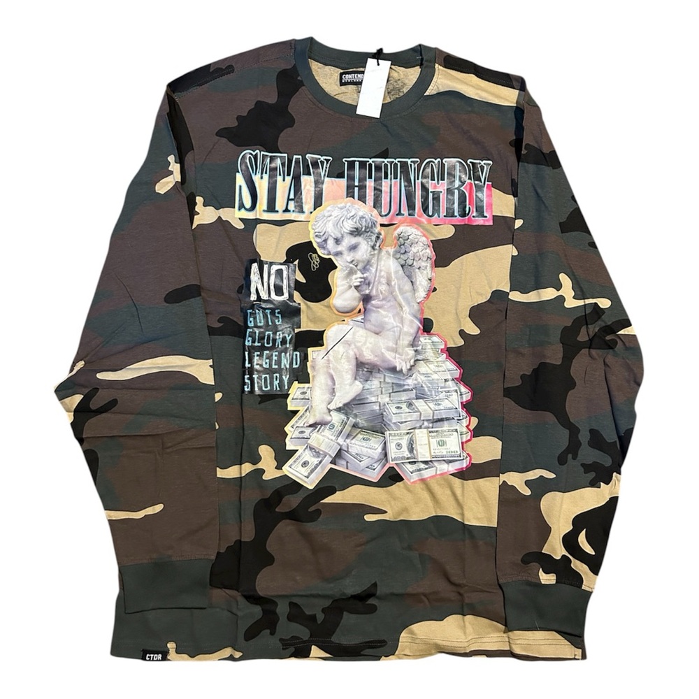 NWT Size 3XL Contender MCMLXXXVIII Stay Hungry Long Sleeve Camo Shirt
